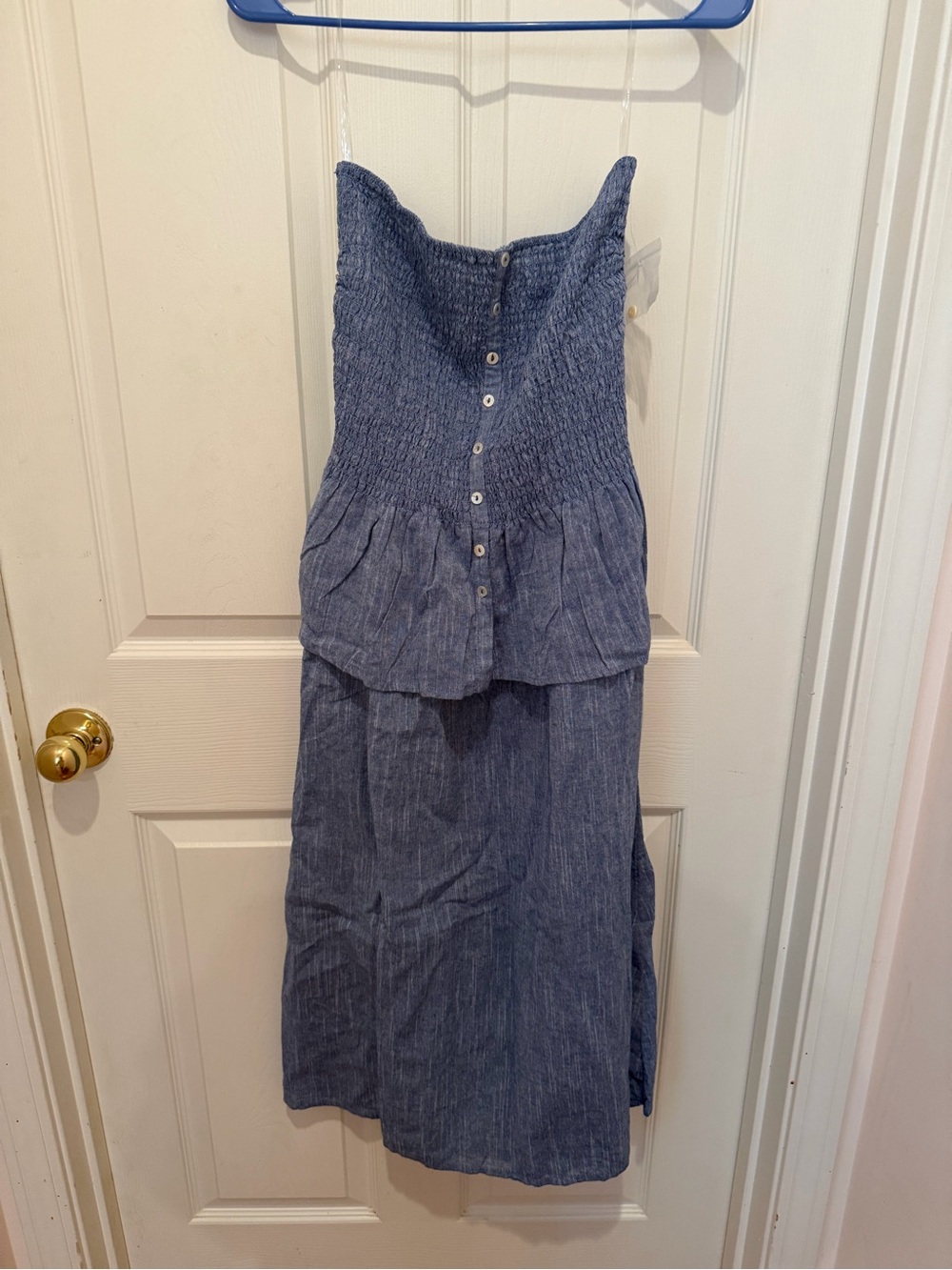 Truly 4 You Blue Chambray Smocked Maxi Dress XL NWT Boho Ruffle